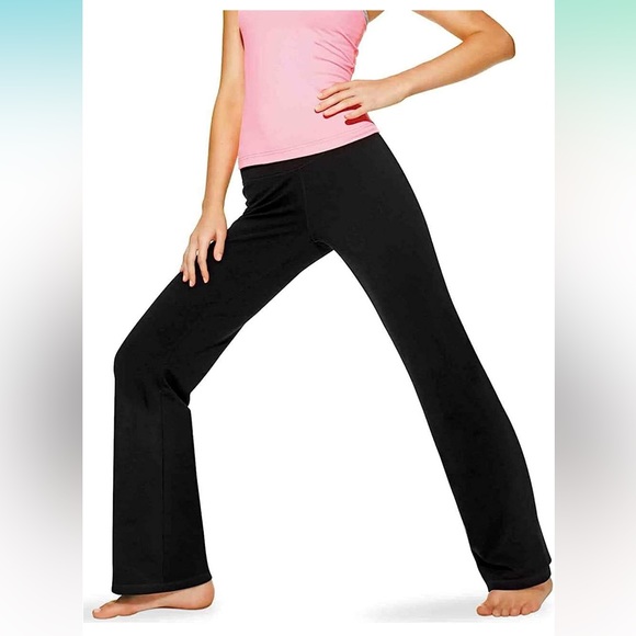 No Nonsense Yoga Pant Black Flare Cotton Legging Wide Waistband No Show Coverage - Picture 1 of 5